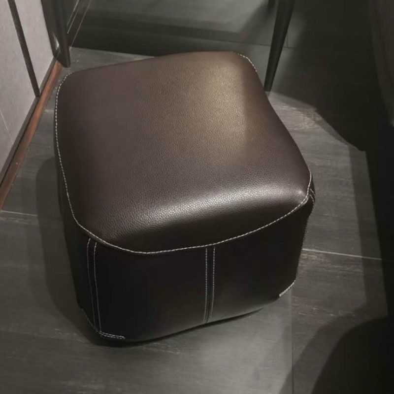 Mid-Century Modern Ottoman Genuine Leather Upholstered Solid Color Square Ottoman Clearhalo 'furn' 'furn_ottomans_poufs' 'Furniture' 'Living Room Furniture' 'Ottomans & Poufs' 'ottomans_poufs' 1200x1200_aecca990-22a1-4d7f-8d8d-f54d03e514bc