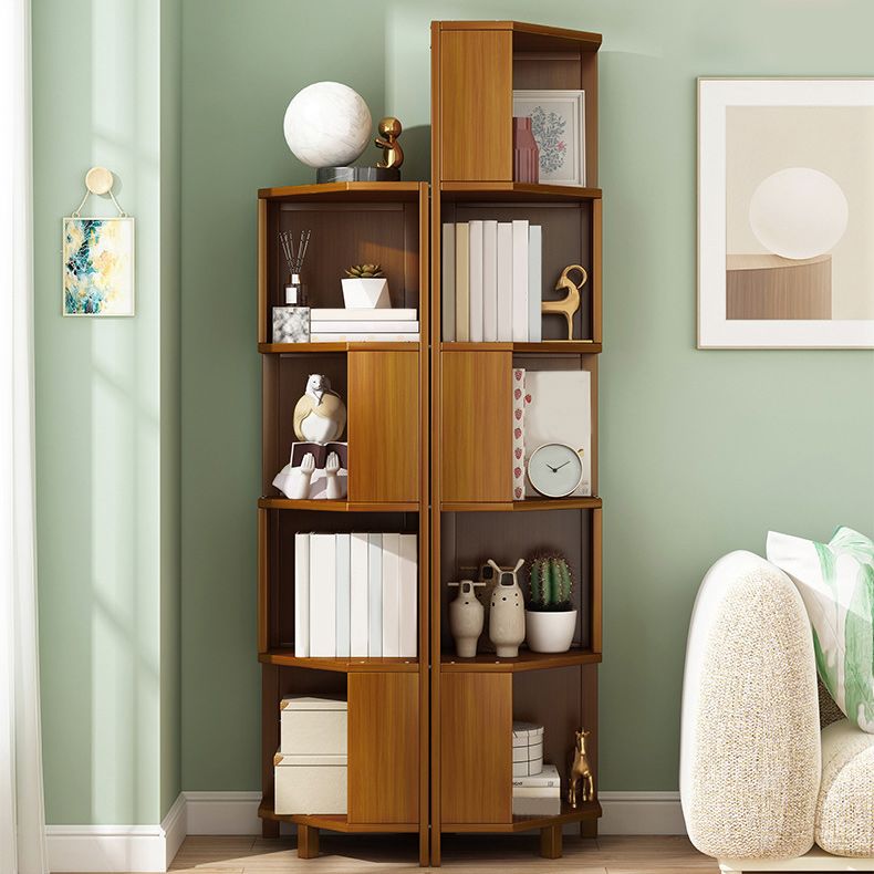 Mid-Century Modern Corner Cabinet with Shelves and Straight Legs in Brown Clearhalo 'Cabinets & Chests' 'cabinets_chests' 'furn' 'furn_cabinets_chests' 'Furniture' 'Living Room Furniture' 1200x1200_aecd3c9f-3355-4762-8807-8b9fcb080d65