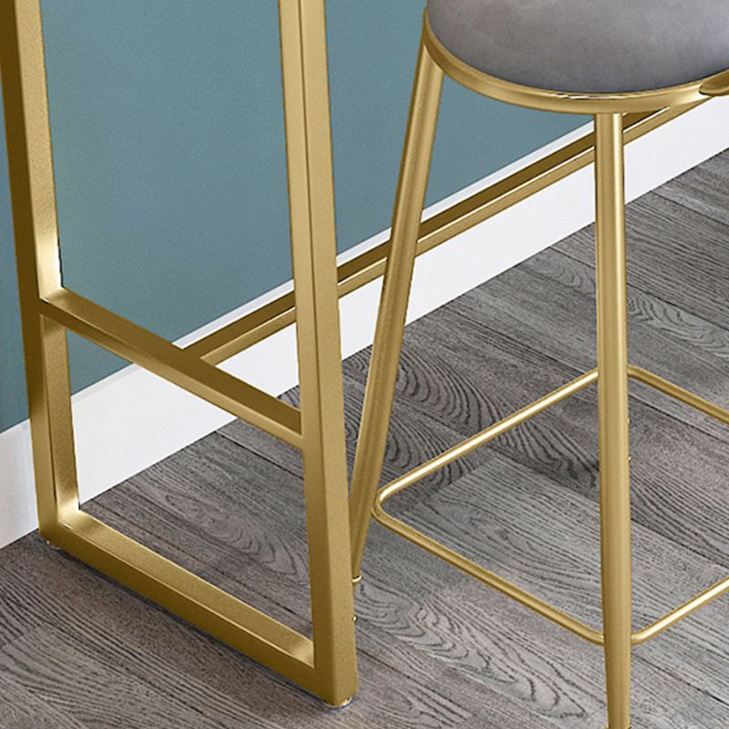 Stone Bar Dining Table Glam Rectangle Bar Table with Trestle Pedestal for Balcony