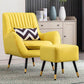 Contemporary Bonded Leather Ottoman Set Flared Arms Accent Room Chair
