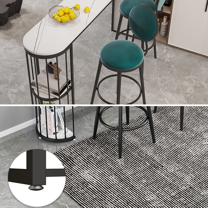 1/3/5 pièces Industrial Iron Bistro Set White Stone Top Bar Table Table avec étagère