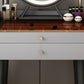 2 Storage Drawers Vanity Set Glass Top Jewelry Dressing Table with Padded Stool