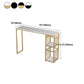 Glam Rectangle Faux Marble Bistro Table Gold Double Pedestal Bar Dining Table with 3-Shelf Clearhalo 'Bar Furniture' 'Bar Tables' 'bar_tables' 'furn' 'furn_bar_tables' 'Furniture' 'furniture_bar_tables' 'Kitchen & Dining Furniture' 'kitchen&dining_furn' 'kitchen' 1200x1200_aed43176-6e3d-4822-8273-38882950400e