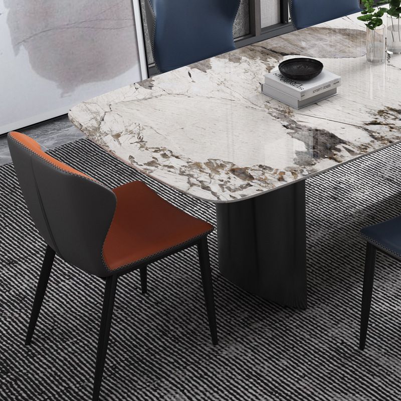 Industrial Style Rectangle Table Sintered Stone Dining Table with Metal Legs