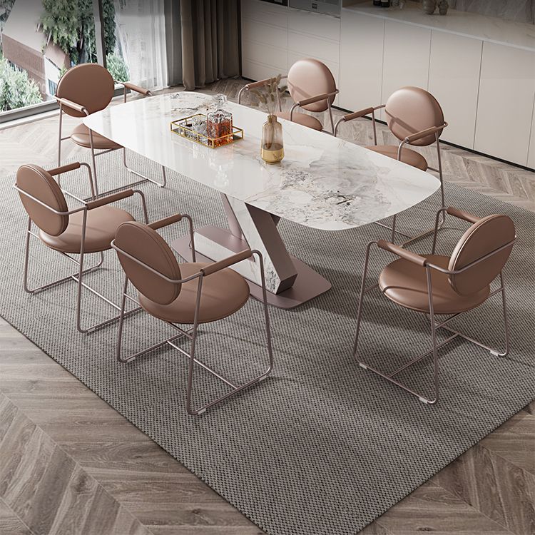 Dining Room Set Modern Sintered Stone Table with Pedestal Base Rectangle Dining Set for Restaurant Clearhalo 'Dining Room Sets' 'Dining Tables & Seating' 'dining_room_set' 'furn' 'furn_dining_room_set' 'Furniture' 'furniture_dining_room_set' 'Kitchen & Dining Furniture' 'kitchen&dining_furn' 'kitchen' 1200x1200_aed8c4da-2c27-4cba-9219-ddbc7783ccef