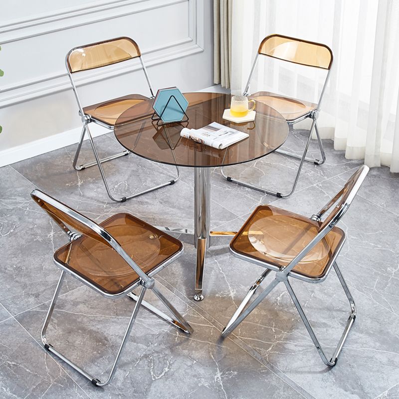 Round 3 Legs Minimalist Style Dining Table Three-Color Fixed Table of Glass Clearhalo ' dining_table' 'Dining Tables & Seating' 'Dining Tables' 'furn' 'furn_dining_table' 'Furniture' 'furniture_dining_table' 'Kitchen & Dining Furniture' 'kitchen&dining_furn' 'kitchen' 'kitchen_dining_table' 1200x1200_aedb4b3e-e669-4c56-aaf5-ba1941a05380