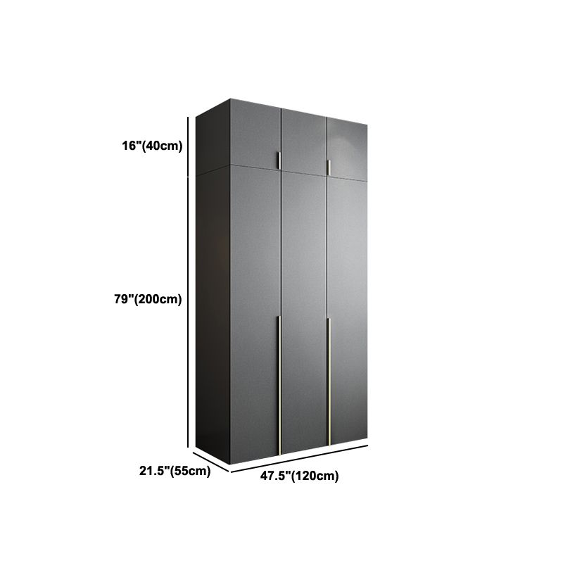 Black Storage Cabinet with Garment Rod Modern Manufactured Wood Cabinet for Bedroom