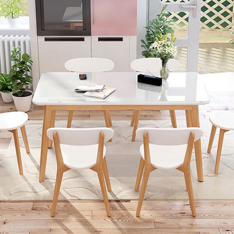 Weißer Steinspitze Esstisch Mitte des Jahrhunderts moderner Tisch mit 4 Beinen