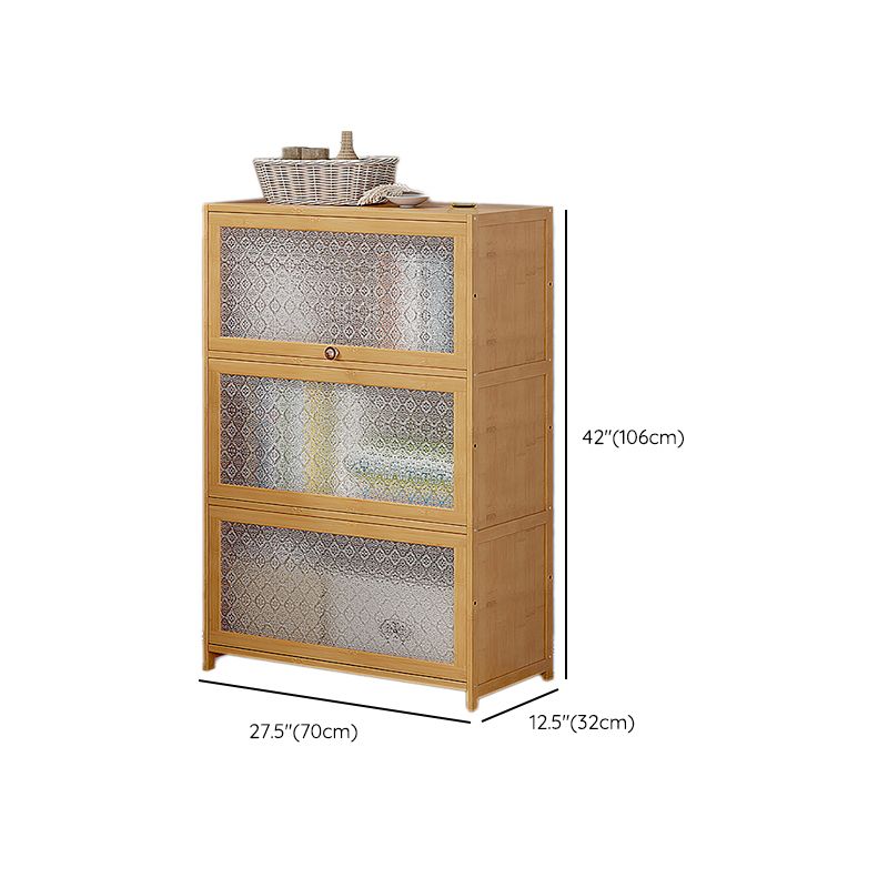 Contemporary Wood Accent Cabinet Rectangle Storage Cabinet with Glass Top