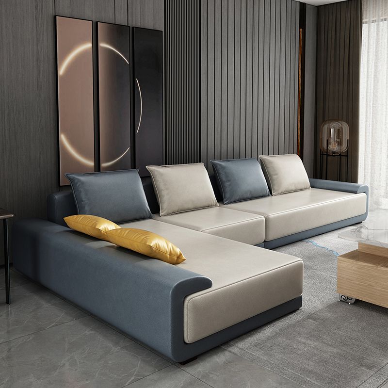 Contemporary Loose Back Square Arm Sofa with Slipcovered for Living Room Clearhalo 'furn' 'furn_sectionals' 'Furniture' 'furniture_sectionals' 'Living Room Furniture' 'Sectionals' 1200x1200_aee5f2c4-3712-4430-a204-ba2e0cd000a9