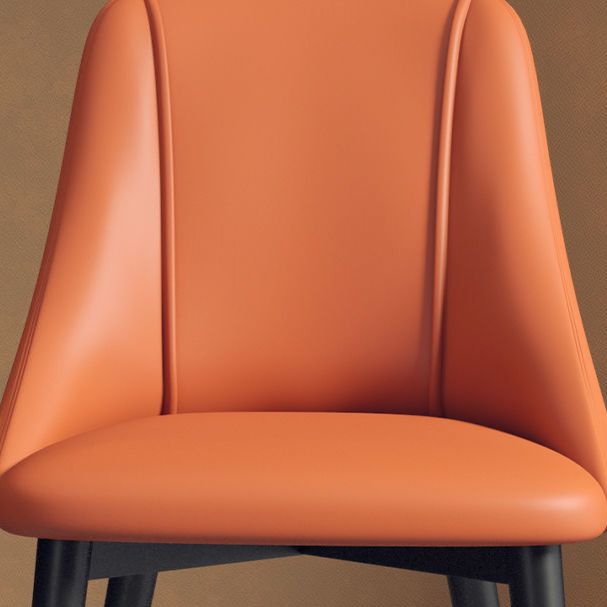 Sedia da pranzo in pelle finta parsons sedia laterale senza braccio con zampe metalliche