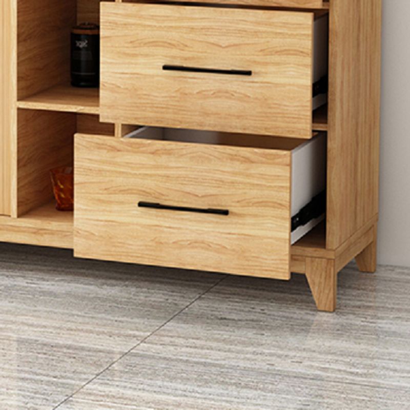 Modern Credenza Engineered Wood Sideboard Table with Sliding Glass Door Clearhalo 'buffet_sideboard' 'Buffets & Sideboards' 'furn' 'furn_buffet_sideboard' 'Furniture' 'Kitchen & Dining Furniture' 1200x1200_aee90791-f0e4-4494-a39a-d4ed86209210