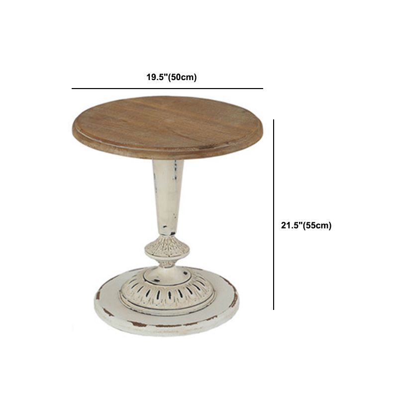 French Country Round Wooden Top Side Table Antique Brown Pedestal End Snake Table Clearhalo 'Coffee & Accent Tables' 'End & Side Tables' 'end_side_tables' 'furn' 'furn_end_side_tables' 'Furniture' 'Living Room Furniture' 1200x1200_aee98f1d-ddcb-4450-bbd9-e567386f57e1