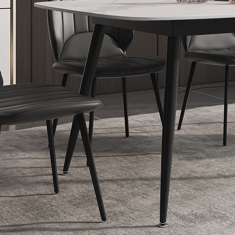 Witte eettafel ingesteld 1/2/5/7 PCS rechthoekige eettafel met wingback -stoelen