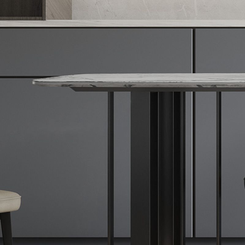 Dinner Table Stone Top Modern Double Pedestal Dining Table without Chair Clearhalo 'Dining Tables & Seating' 'Dining Tables' 'dining_table' 'furn' 'furn_dining_table' 'Furniture' 'Kitchen & Dining Furniture' 1200x1200_aeeb7a99-3b53-494e-8237-dffd8e38544f