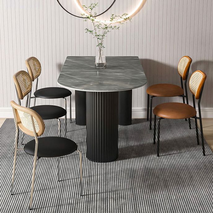 Metal Contemporary Free Form Dining Table Sintered Stone Table for Home Clearhalo ' dining_table' 'Dining Tables & Seating' 'Dining Tables' 'furn' 'furn_dining_table' 'Furniture' 'furniture_dining_table' 'Kitchen & Dining Furniture' 'kitchen&dining_furn' 'kitchen' 'kitchen_dining_table' 1200x1200_aeebc299-9d3c-499b-8a1f-2f1ff56f308a