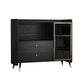 Zwarte open opbergserver Glam Wood Dining Server met 2 lades