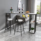 Industrial Marble Metal Pub/Bar Table With 18" Wide Elm Top Counter Wine Table