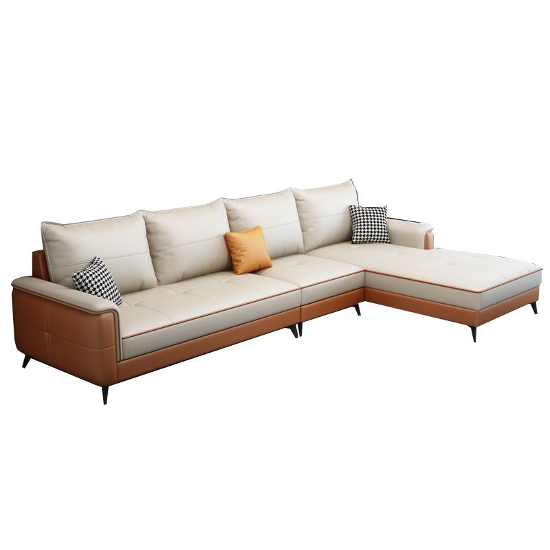 Square Arm Cushion Back Removable Cushions 4 Seat L-Shape Sofa Clearhalo 'furn' 'furn_sectionals' 'Furniture' 'furniture_sectionals' 'kitchen' 'kitchen_sectionals' 'Living Room Furniture' 'Sectionals' 1200x1200_aeeefb5f-c59f-4d8f-9135-efca953e9312