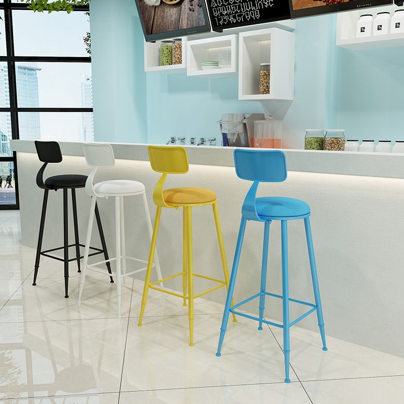 Contemporary Style Low Back Bar-stool Round Counter Bar Stool with Metal Legs Clearhalo 'Bar Furniture' 'Bar Stools' 'bar_stools' 'furn' 'furn_bar_stools' 'Furniture' 'furniture_bar_stools' 'Kitchen & Dining Furniture' 1200x1200_aeef8e26-a86f-4a9e-8680-567b2dbbe649