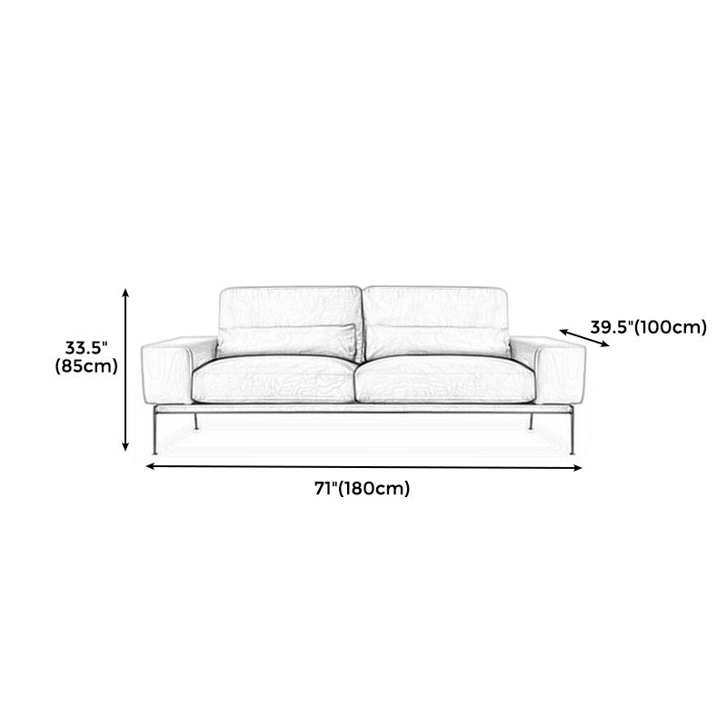 32" High Genuine Leather Square Arm Modern Sofa with Bolster Pillows, Brown Clearhalo 'furn' 'furn_sofas' 'Furniture' 'furniture_sofas' 'kitchen' 'kitchen_sofas' 'Living Room Furniture' 'Sofa' 'sofas' 1200x1200_aef1d54e-2abb-4ccd-8c3a-10b11c83b902
