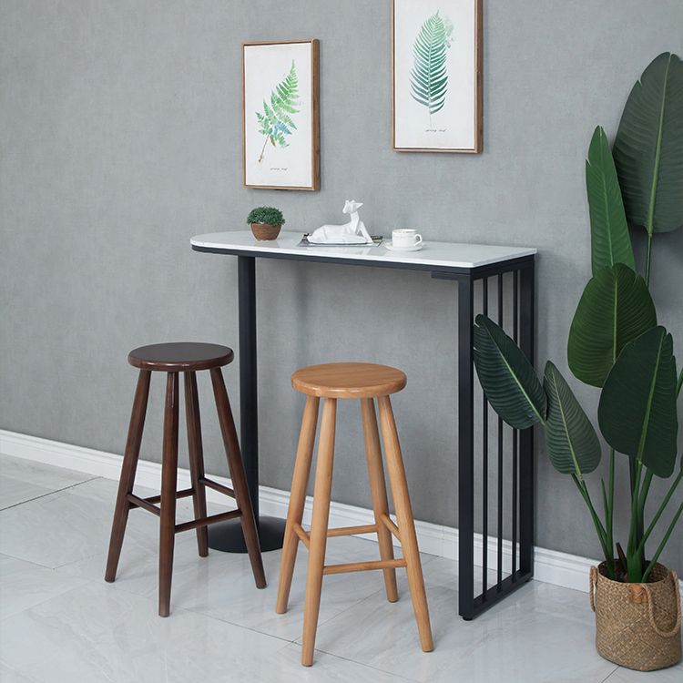 Modern Round Counter Bar Stool Wood Backless Bar Stool with Footrest
