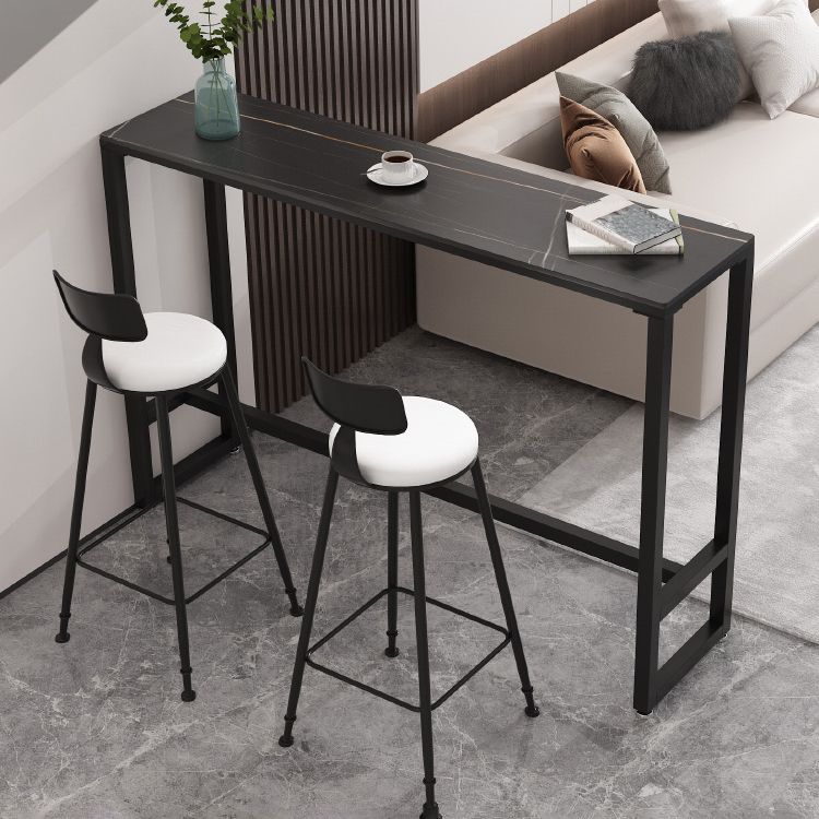 Black Glam Style Bar Table in Iron Top and Faux Marble Milk Tea Shop Bar Table Clearhalo 'Bar Furniture' 'Bar Tables' 'bar_tables' 'furn' 'furn_bar_tables' 'Furniture' 'furniture_bar_tables' 'Kitchen & Dining Furniture' 1200x1200_aef316cb-5c98-4483-8822-02bb8d2ea875