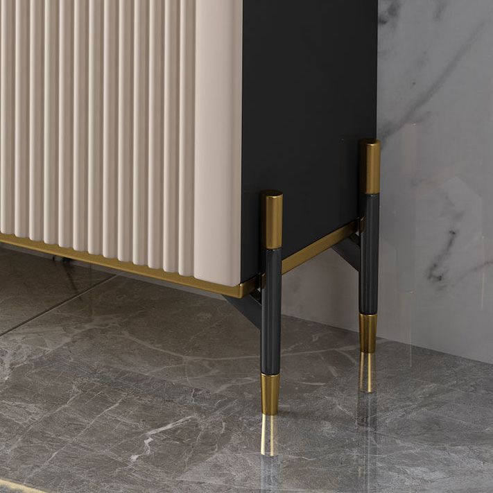 Scheda laterale per scaffalature regolabili in pietra di credenza in stile glam con armadi e cassetti
