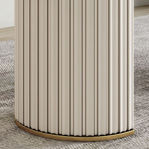 豪華な焼結ストーンダイニングデスクオーバルシェイプダブルベースキッチンテーブル