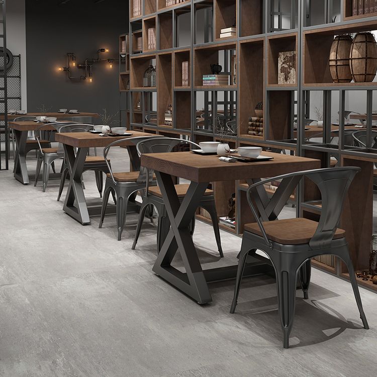 Industrial Square Dining Table Pine Solid Wood Table with Trestle Base Clearhalo ' dining_table' 'Dining Tables & Seating' 'Dining Tables' 'furn' 'furn_dining_table' 'Furniture' 'furniture_dining_table' 'Kitchen & Dining Furniture' 'kitchen&dining_furn' 'kitchen' 'kitchen_dining_table' 1200x1200_aef5695b-2239-4982-9f52-75ab97020fe3