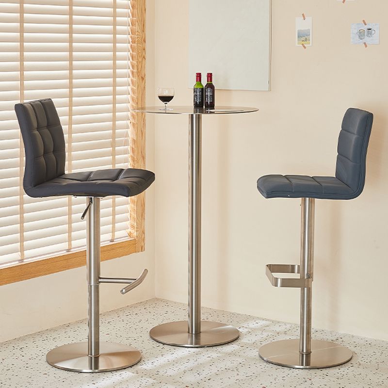 Table de salle à manger ronde en acier inoxydable, table de bar sur pied extérieur-intérieur