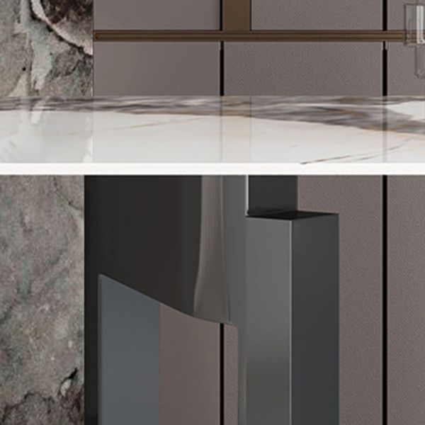Modern Dining Sintered Stone Table Rectangle Table with Metal Legs for Home