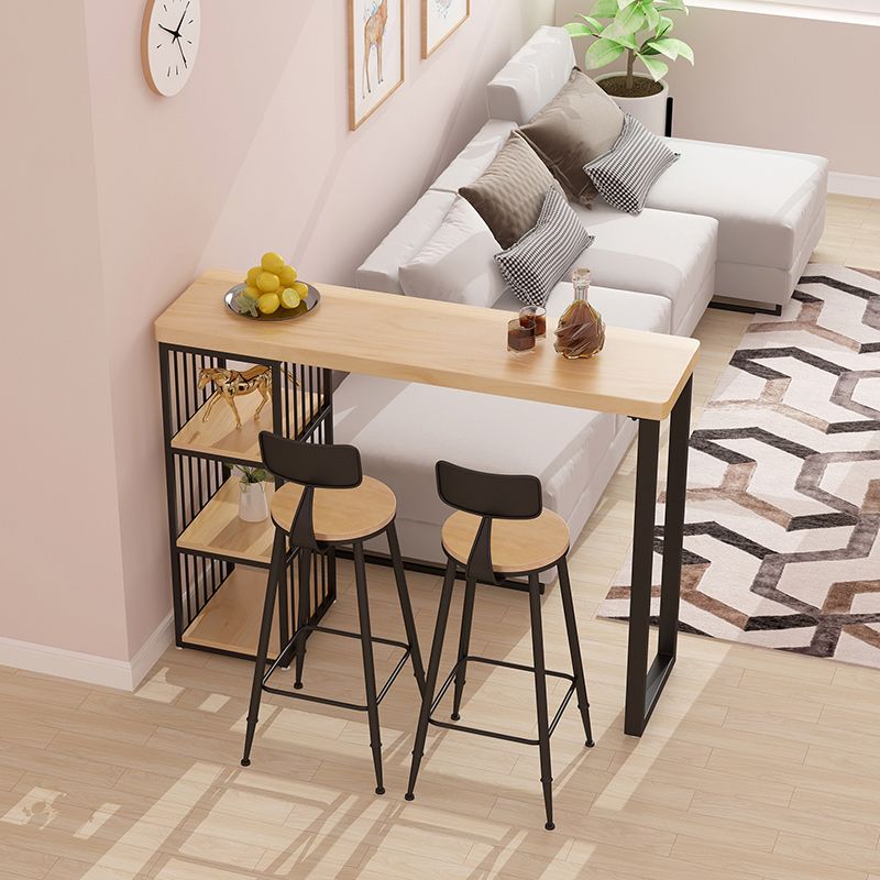 Ensemble de table de bistro rectangulaire moderne, 1/3 pièces, comptoir en bois avec tabourets hauts