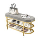 Glam Entryway Bench Cushioned Metal Seating Bench with Shoe Storage Clearhalo 'Benches' 'Chairs & Seating' 'furn' 'furn_benches' 'Furniture' 'Living Room Furniture' 1200x1200_aef7e11c-8e81-49d6-9750-d8cba716d7f8