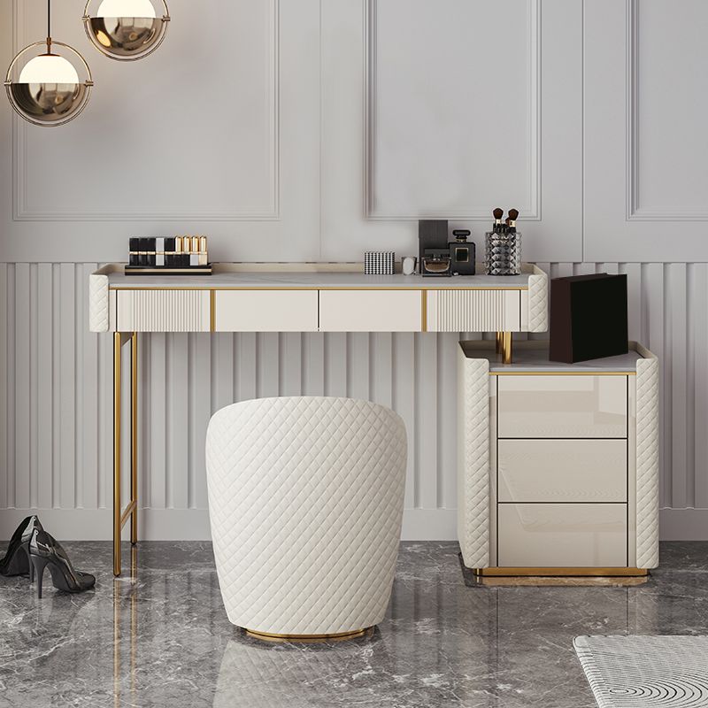 Glam Vanity, 5 cassetti di stoccaggio Makeup Vanity Set in Beige Finish