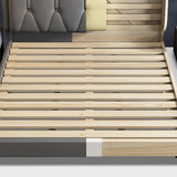 Contemporary Grey Standard Bed with Tufted and Legs Wingback Bed