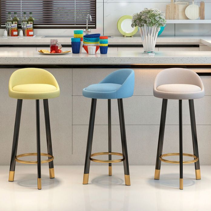 Low Back Footrest Upholstered Home Stool Glam 27-inch Matte Finish Barstool Clearhalo 'Bar Furniture' 'Bar Stools' 'bar_stools' 'furn' 'furn_bar_stools' 'Furniture' 'furniture_bar_stools' 'Kitchen & Dining Furniture' 1200x1200_aefad1f8-ceb2-4e27-94c3-62b80238123f