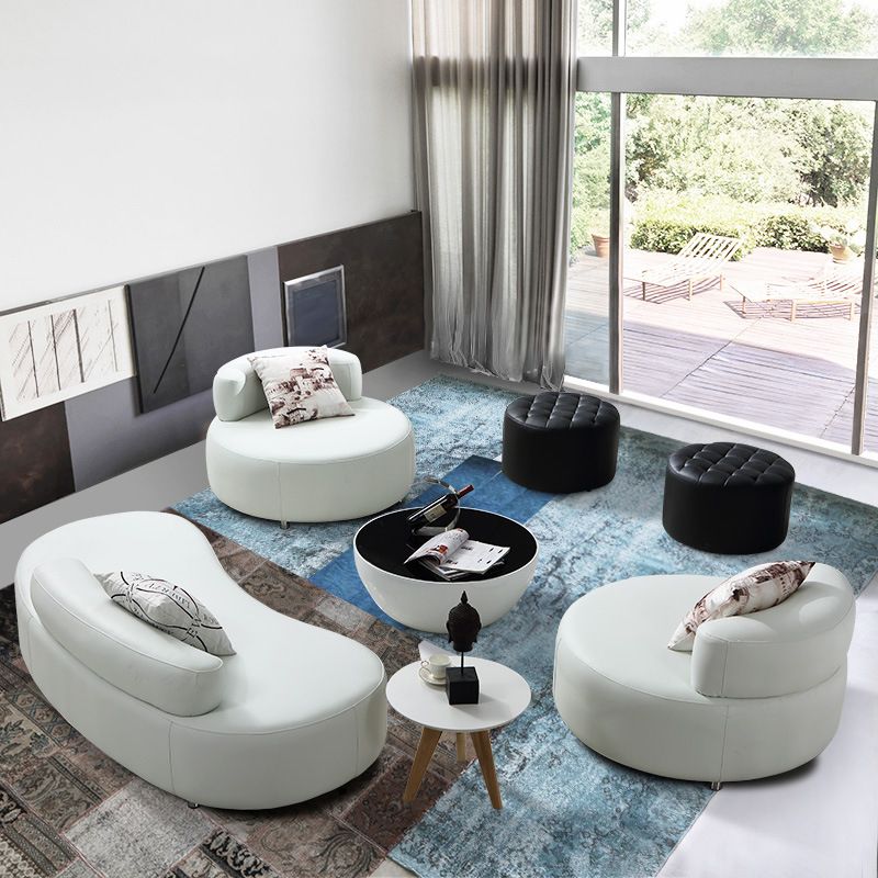 Contemporary Leather Sofa Tight Back Armless Settee for Living Room