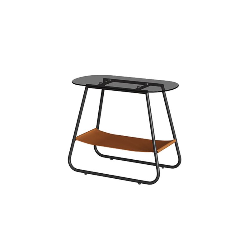 Mesa lateral de trineo elíptico de vidrio 20.9 "de altura de 1 estante