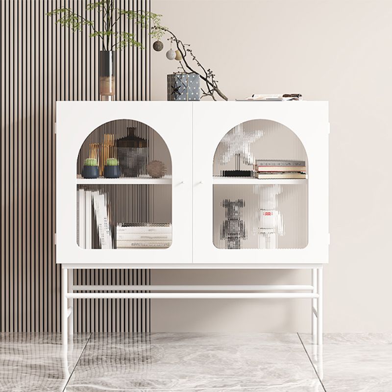 Contemporary Glass Doors Dining Server Metallic Finish Dining Server for Kitchen Clearhalo 'buffet_sideboard' 'Buffets & Sideboards' 'furn' 'furn_buffet_sideboard' 'Furniture' 'Kitchen & Dining Furniture' 1200x1200_af0091c1-f293-4210-b14f-264aa9411d2a