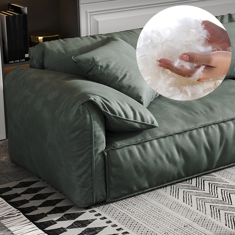 Green Contemporary Faux Leather Pillow Top Arm Standard Sofa with Loose Back Clearhalo 'furn' 'furn_sofas' 'Furniture' 'furniture_sofas' 'kitchen' 'kitchen_sofas' 'Living Room Furniture' 'Sofa' 'sofas' 1200x1200_af02dc55-485e-492e-a978-69271141b65c