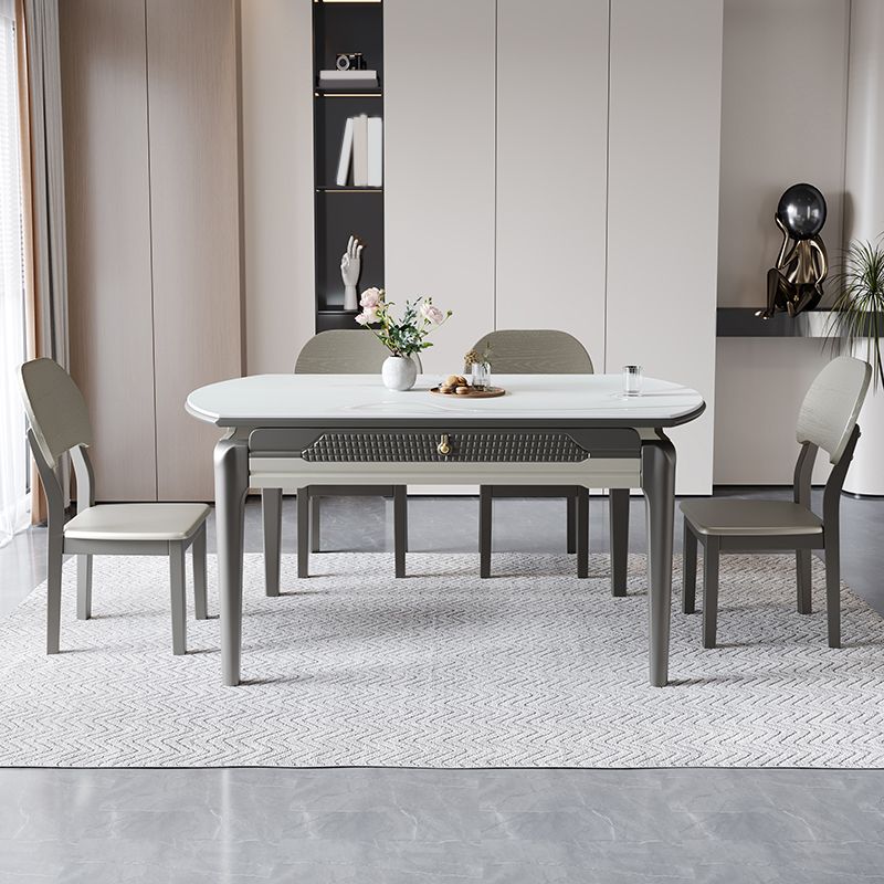 1/5/7/9 Pieces White Stainless Steel Top Dining Set for Home