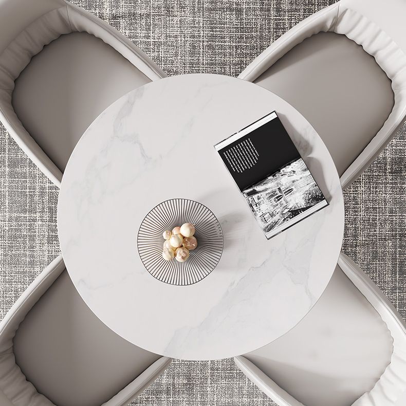 Glam Round Dining Set 1/2/3 Pcs Sintered Stone Dining Table with Armless Chairs Clearhalo 'Dining Room Sets' 'Dining Tables & Seating' 'dining_room_set' 'furn' 'furn_dining_room_set' 'Furniture' 'Kitchen & Dining Furniture' 1200x1200_af0639dc-f49b-4fa4-a7b7-620ce1f31b3a