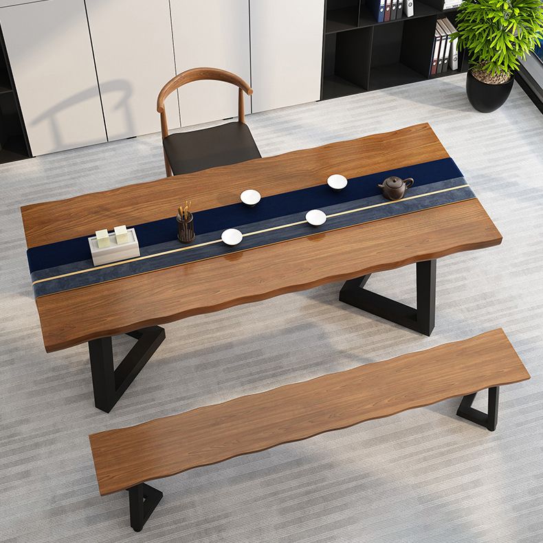 Solid Wood Industrial Writing Desk Rectangular Office Desk with Iron Legs Clearhalo 'furn' 'furn_office_desk' 'Furniture' 'Office Desks' 'Office Furniture' 'office_desk' 1200x1200_af06d289-a842-409f-a508-d1910e729220