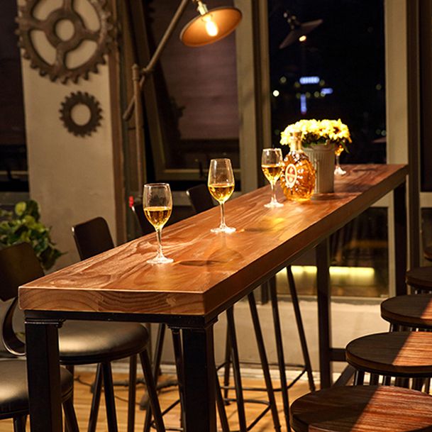 Dark Brown Modern Style Bar Table Solid Wood and Iron Coffee Shop Bar Table Clearhalo 'Bar Furniture' 'Bar Tables' 'bar_tables' 'furn' 'furn_bar_tables' 'Furniture' 'furniture_bar_tables' 'Kitchen & Dining Furniture' 1200x1200_af072a6c-17f1-476f-8694-35428cd3c693