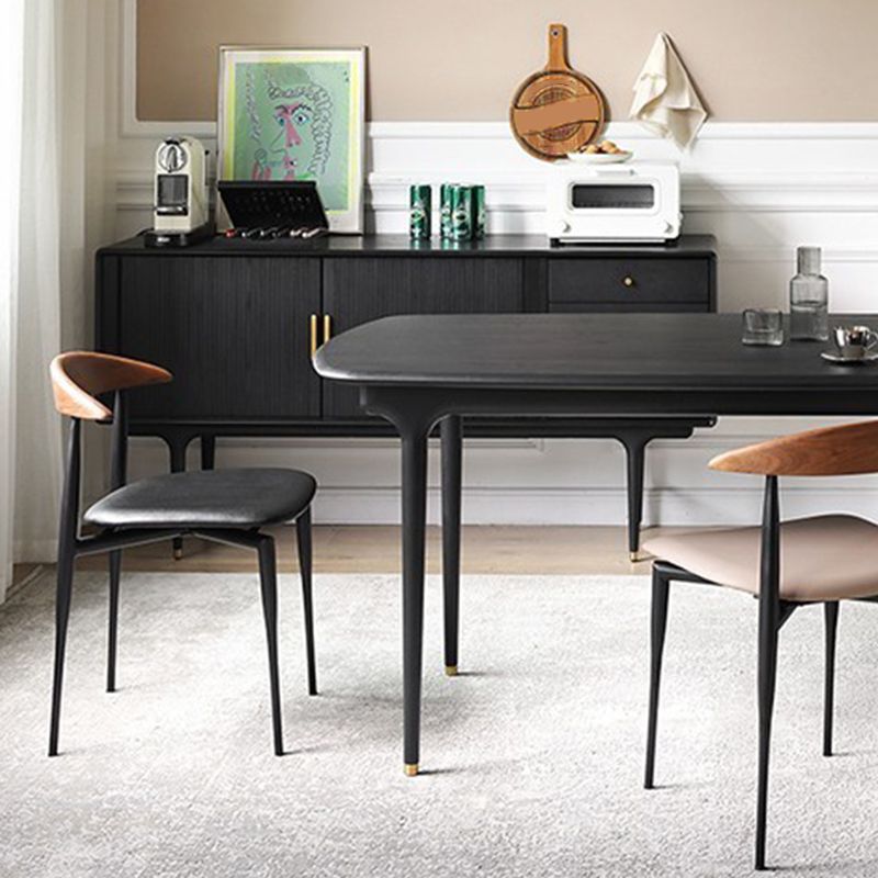 Industrial Stackable Dining Chairs Black Iron Legs Armless Dining Side Chair