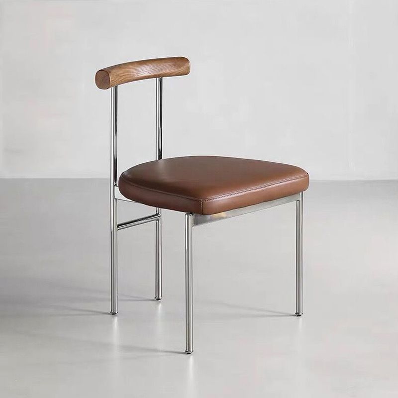 Glam Style Faux Leather Dining Chair Open Back Dining Side Chair for Home Clearhalo 'Dining Chairs' 'Dining Tables & Seating' 'dining_chair' 'furn' 'furn_dining_chair' 'Furniture' 'furniture_dining_chair' 'Kitchen & Dining Furniture' 1200x1200_af0a65f4-d33e-4774-94ef-5c77643743aa