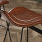 Industrial Faux Leather Bar Stools Metal Barstool in Black and Brown