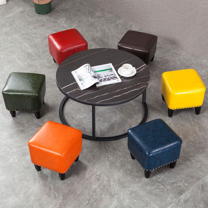 Leather Standard Stool Modern Style Simple Household Square Footstool Clearhalo 'furn' 'furn_ottomans_poufs' 'Furniture' 'Living Room Furniture' 'Ottomans & Poufs' 'ottomans_poufs' 1200x1200_af0d0e3e-f19d-4d51-8085-ff56ca13c66b