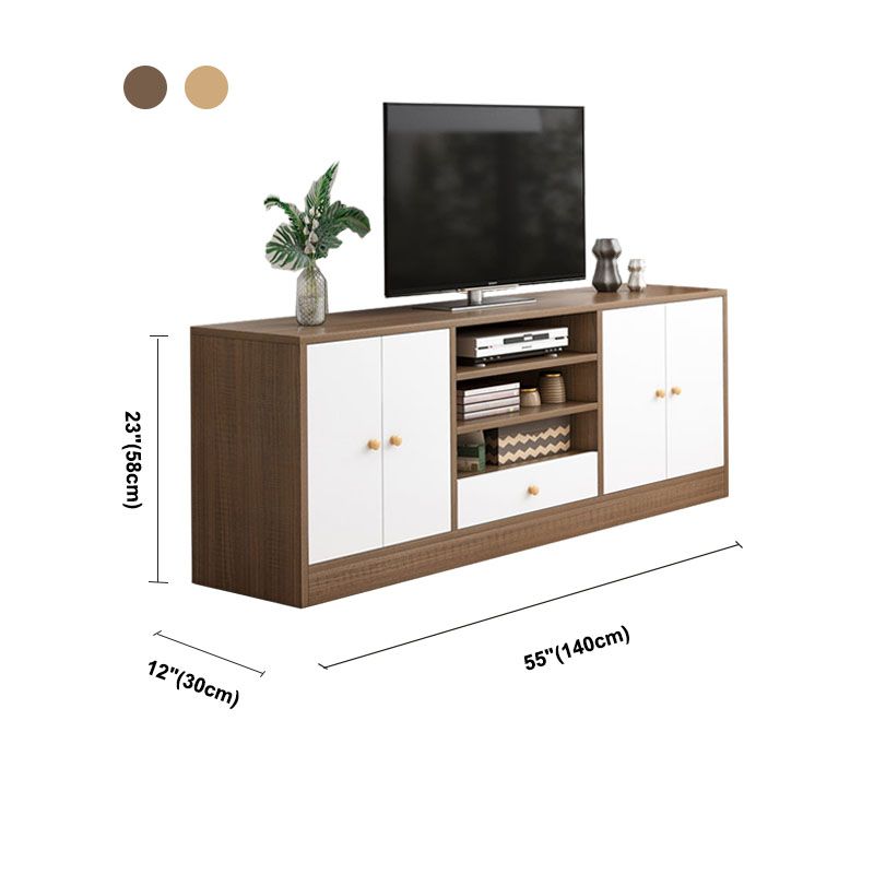 12 "D Consolet de télévision en bois moderne Console ouverte Stand de télévision avec tiroirs et portes